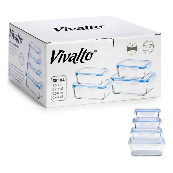 Lunchlådor, set Vivalto Glas (16 x 8,5 x 22 cm) (4 Delar) - 2