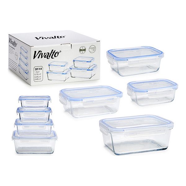 Lunchlådor, set Vivalto Glas (16 x 8,5 x 22 cm) (4 Delar) - 4