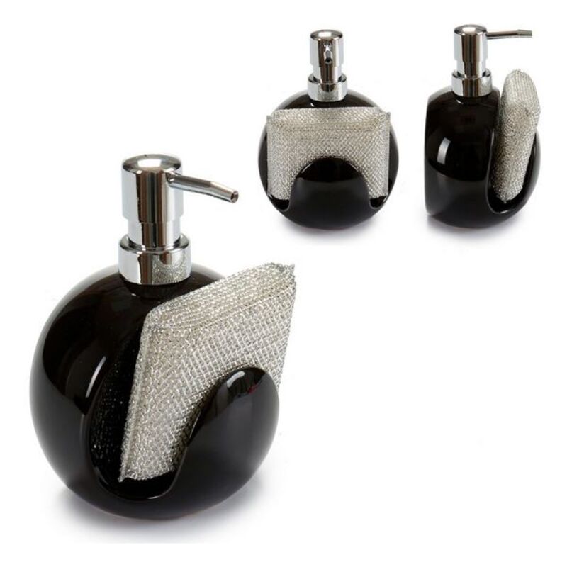 Disksvamphållare Tvåldispenser Vit Svart Silvrig Keramik Plast 400 ml 9,5 x 15,5 x 11,5 cm (400 ml), Färg: Svart - 5
