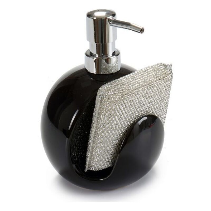 Disksvamphållare Tvåldispenser Vit Svart Silvrig Keramik Plast 400 ml 9,5 x 15,5 x 11,5 cm (400 ml), Färg: Svart