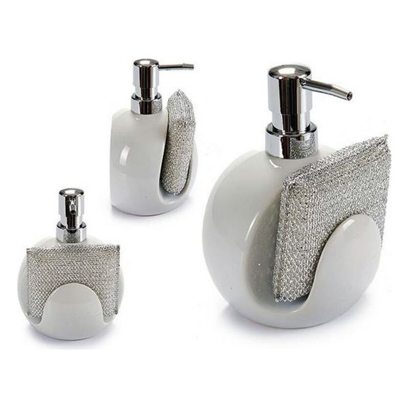 Disksvamphållare Tvåldispenser Vit Svart Silvrig Keramik Plast 400 ml 9,5 x 15,5 x 11,5 cm (400 ml), Färg: Vit - 4