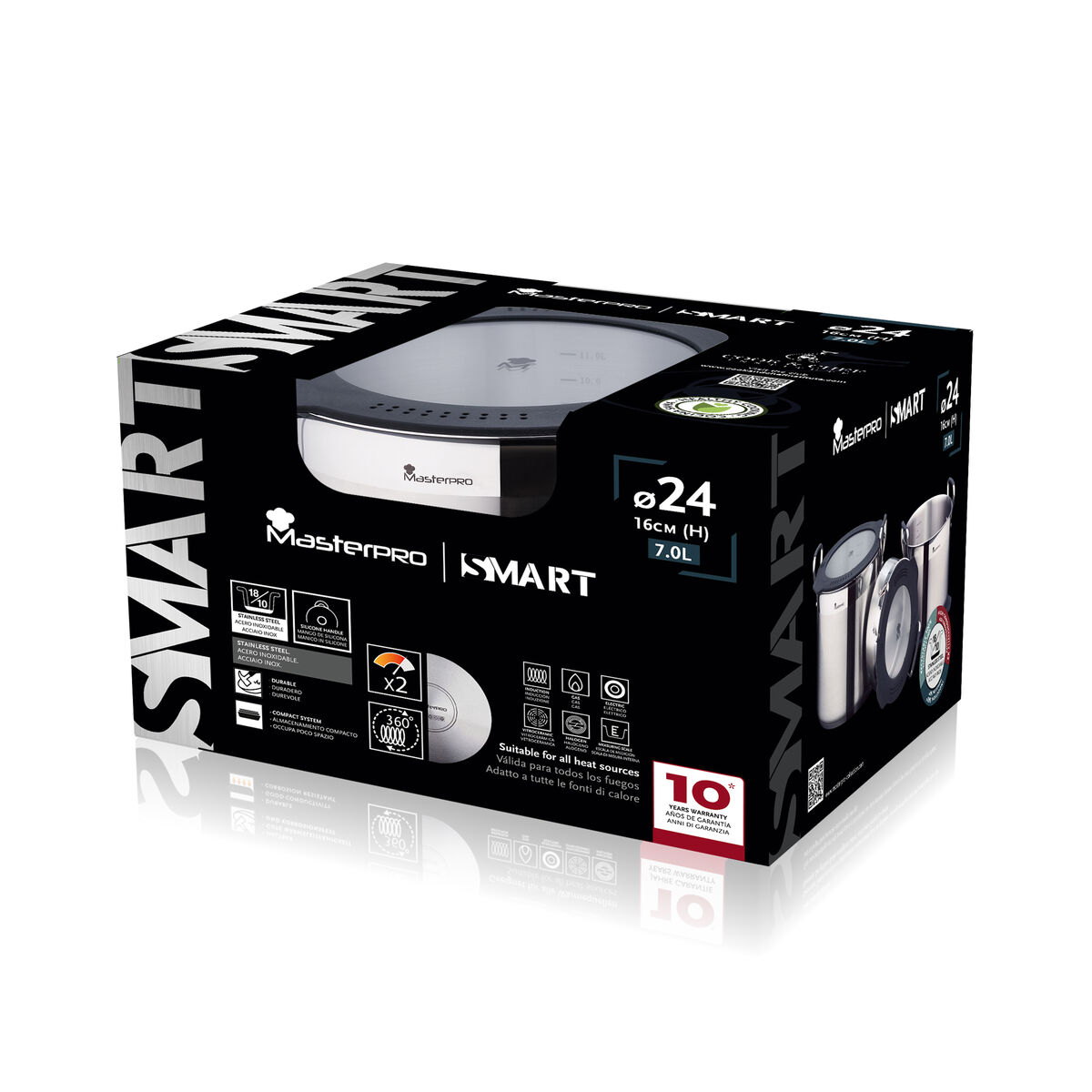 Kastrull Masterpro BGEU-3779 Ø 24 cm Svart Rostfritt stål Silikon - 2