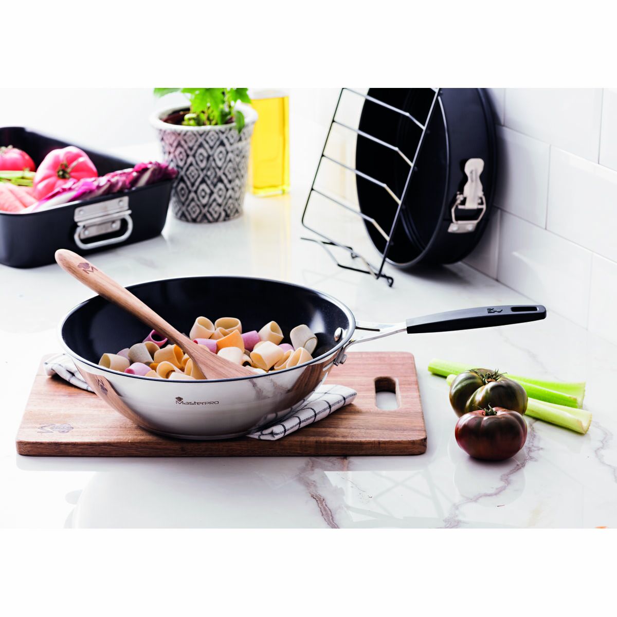 Wokpanna Masterpro SMART MP Svart/Silvrig Smitt aluminium Ø 28 cm - 2