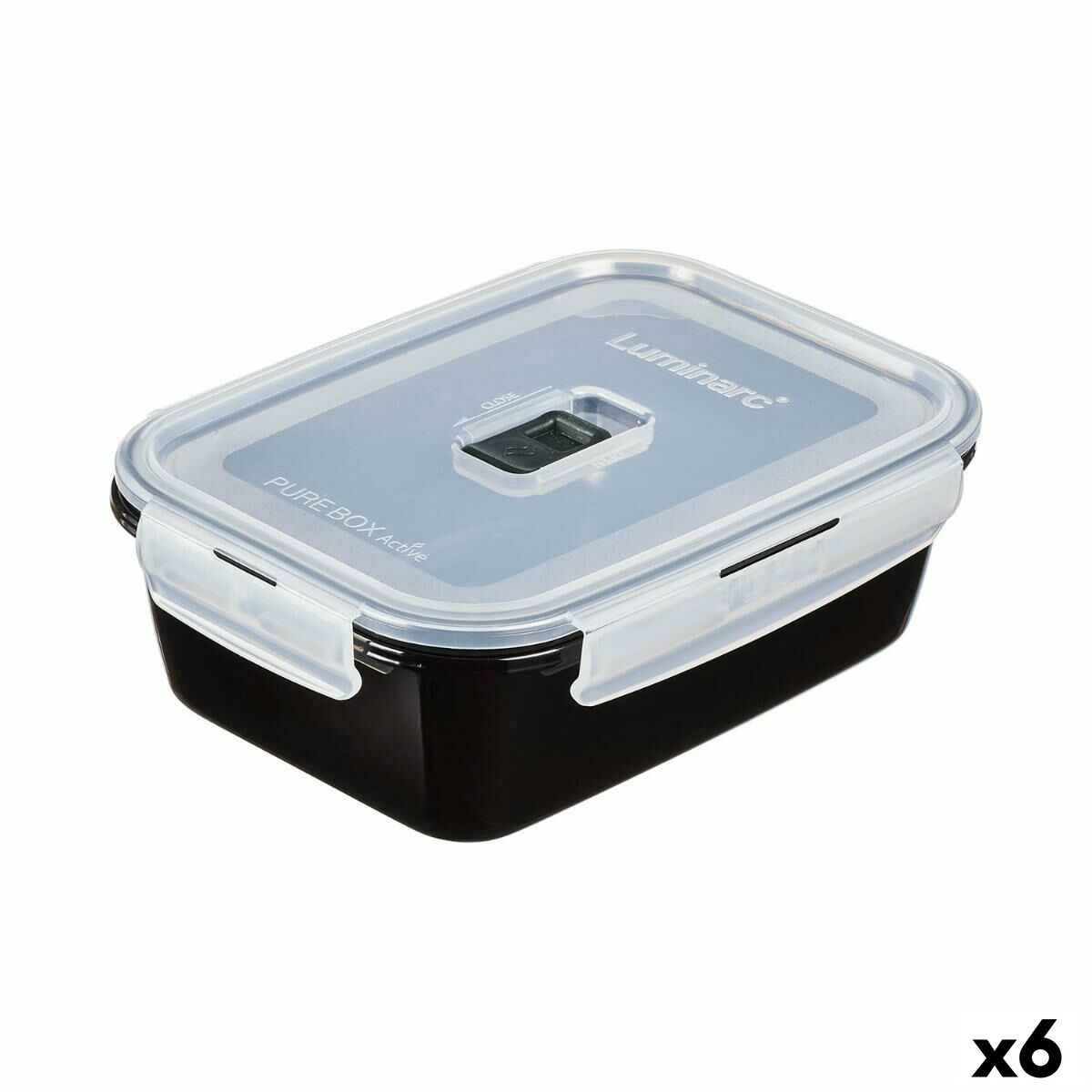 Hermetisk matlåda Luminarc Pure Box Svart 1,22 L Glas (6 antal)