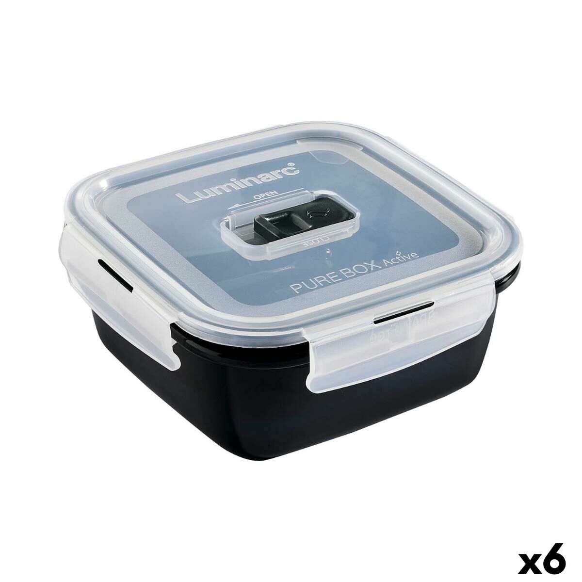 Hermetisk matlåda Luminarc Pure Box 760 ml Svart Glas (6 antal)