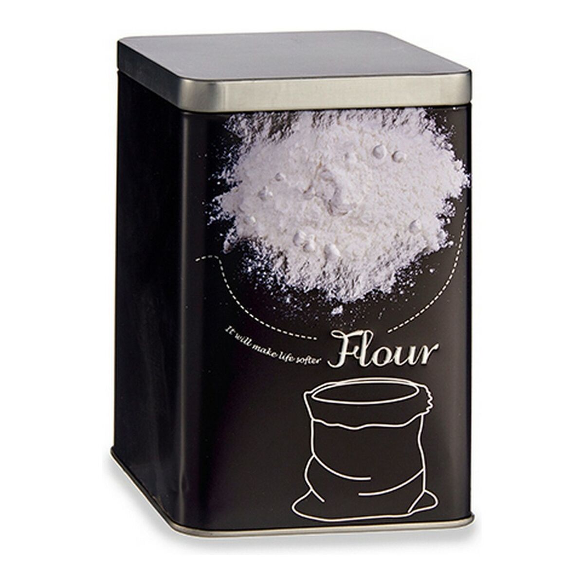 Burk Flour Svart Metall Vit 1 L - 4