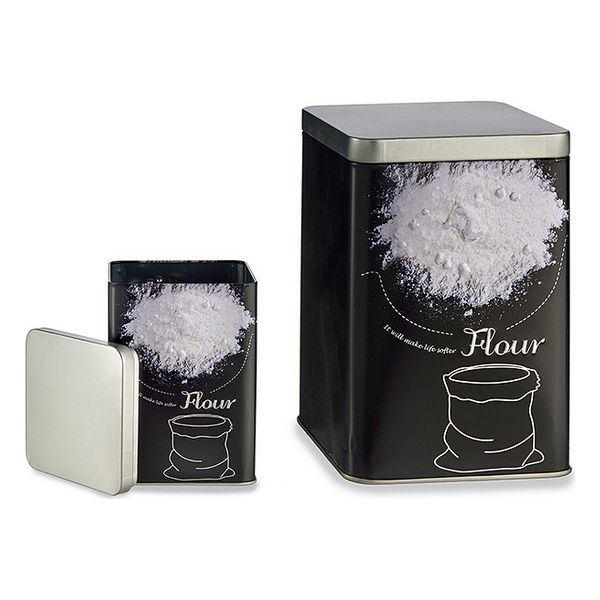 Burk Flour Svart Metall Vit 1 L