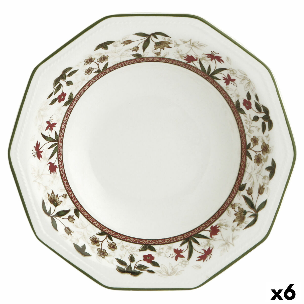 Djup tallrik Queen´s By Churchill Assam Blommig Keramik Edények Ø 20,5 cm (6 antal)
