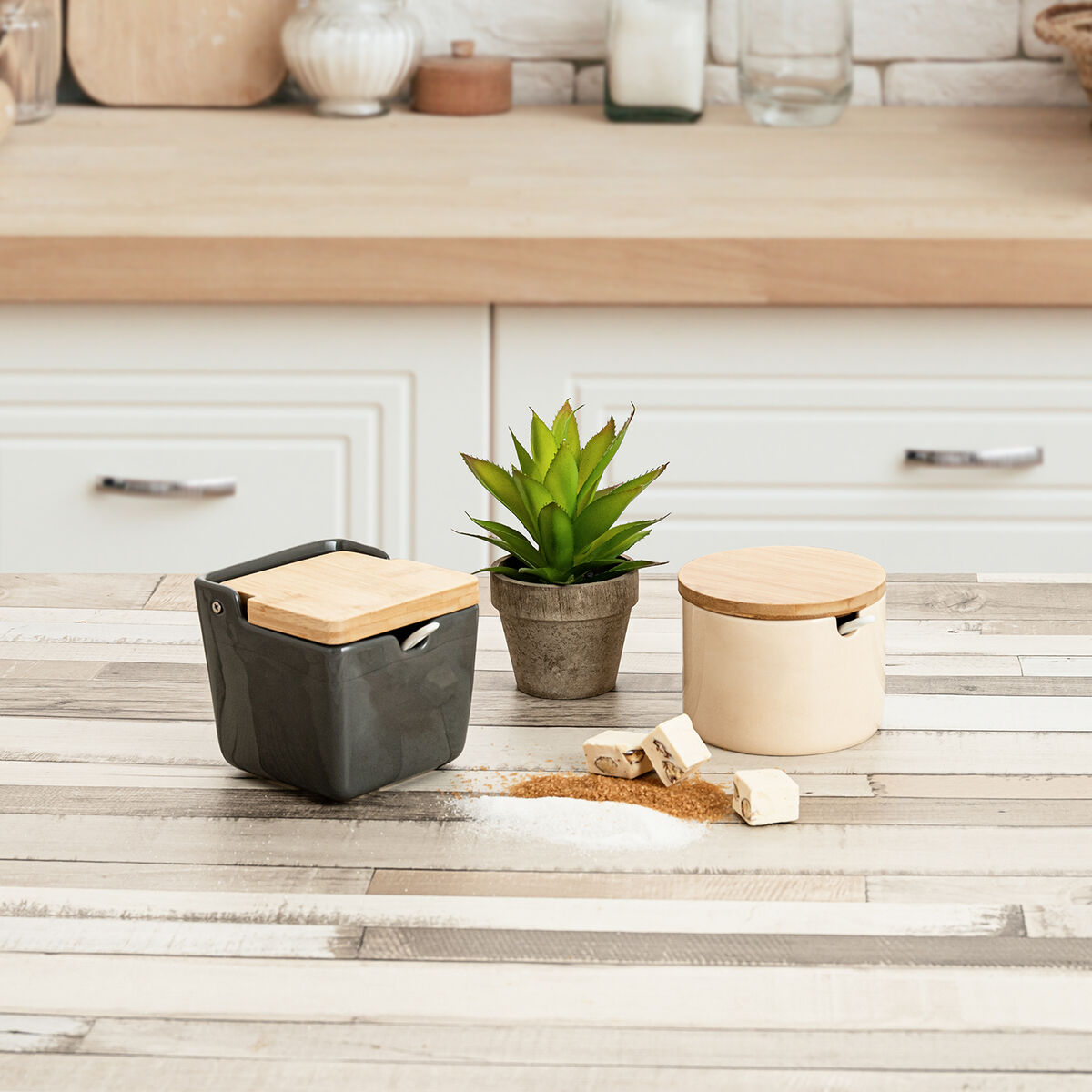Sockerströare Quid Tu Y Yo 9,5 x 9,5 x 8 cm Keramik Beige - 2