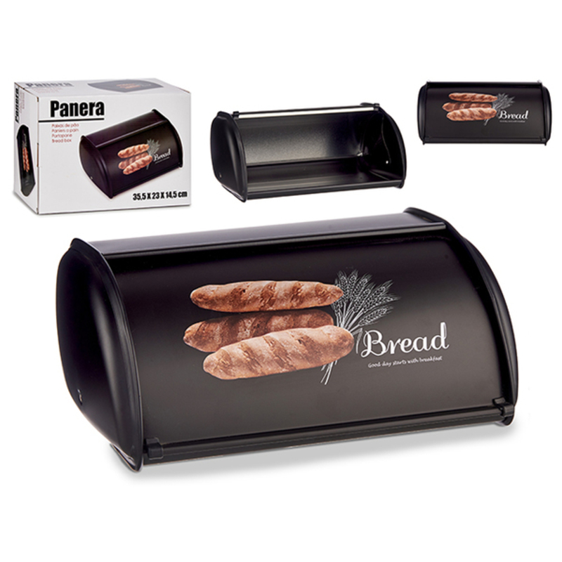 Brödkorg Bread Svart Metall (23 x 14,5 x 35,5 cm)