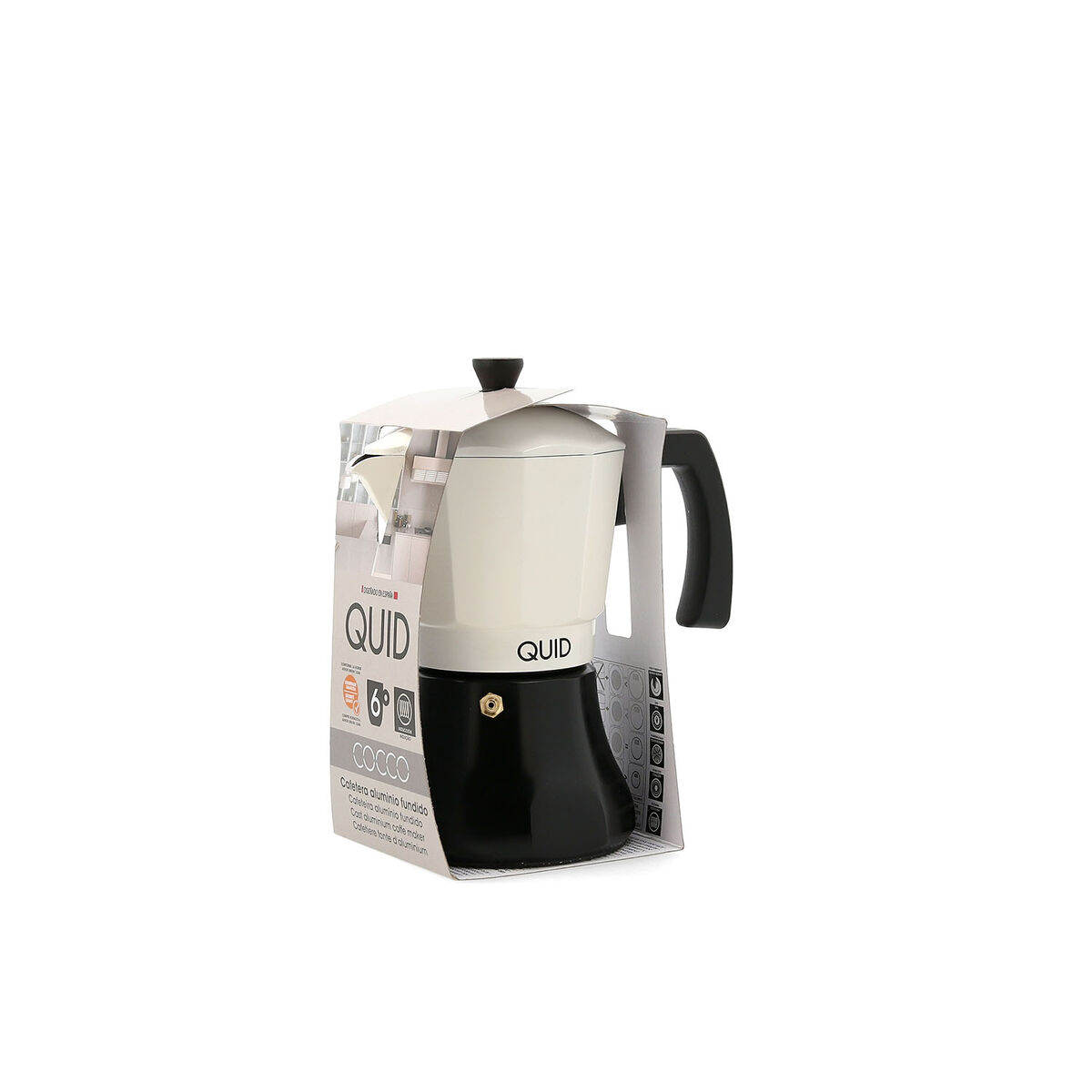 Italiensk Kaffepanna Quid Cocco Vit Svart Metall 6 Koppar - 2