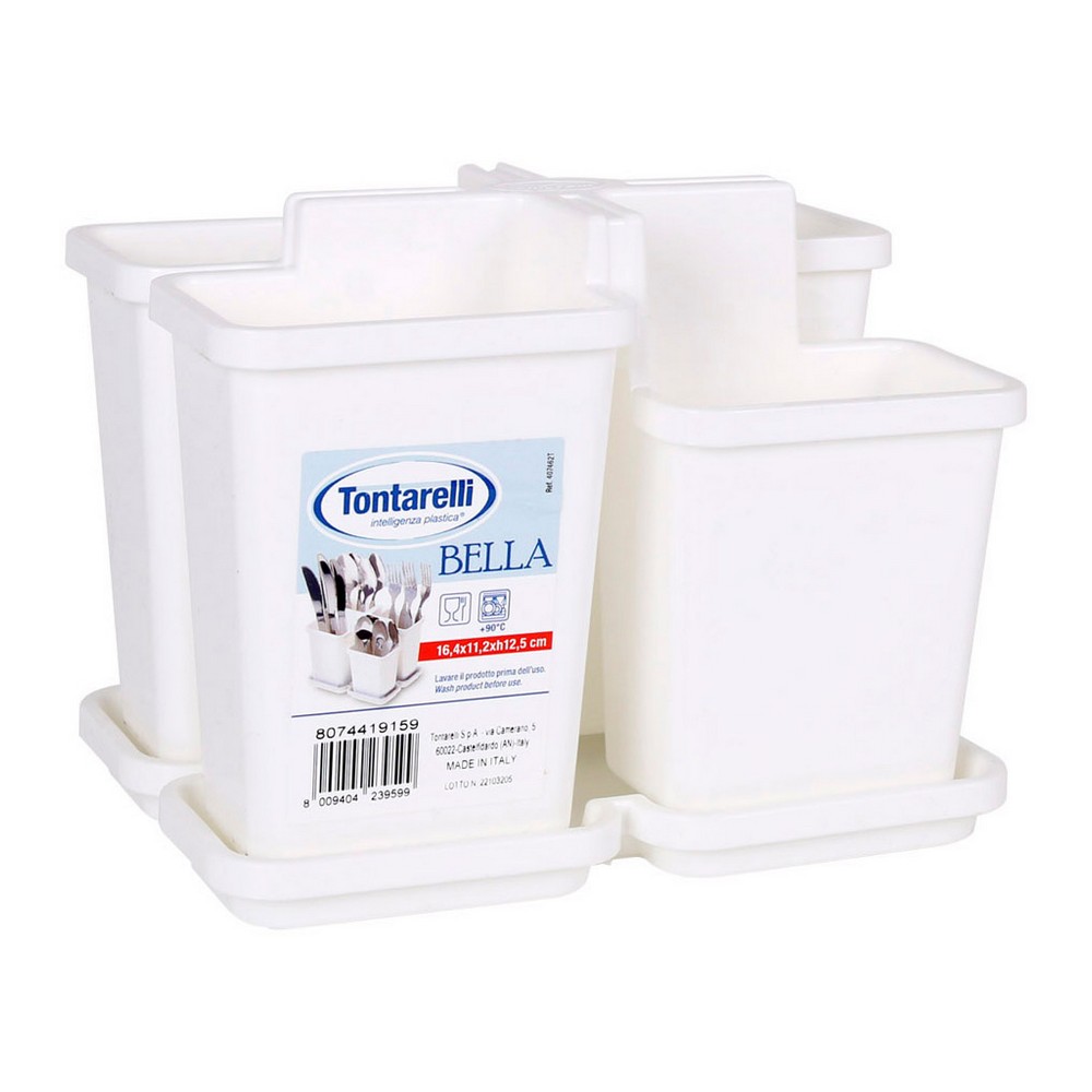Bestickhållare Tontarelli Vit Plast (16,6 x 11,6 x 12,53 cm)
