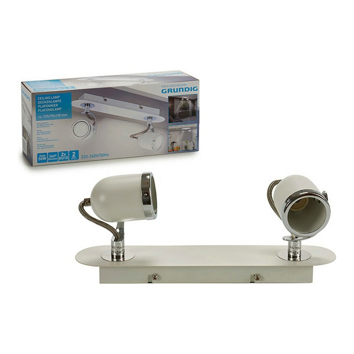 Taklampa 50 W Metall Vit 360º (8 x 13 x 31 cm) - 3