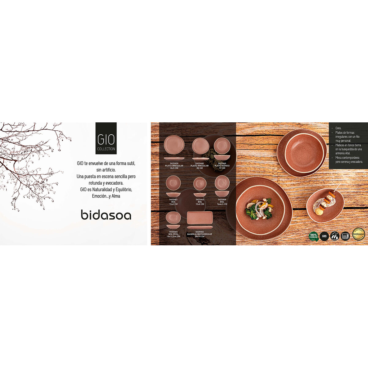 Lapostányér Bidasoa Gio Oregelbunden Keramik Brun 26,5 cm (4 antal) - 4