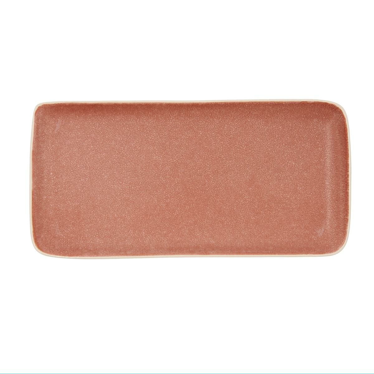 Snacksbricka Bidasoa Gio Rektangulär 28 x 14 cm Keramik Brun (4 antal) - 2