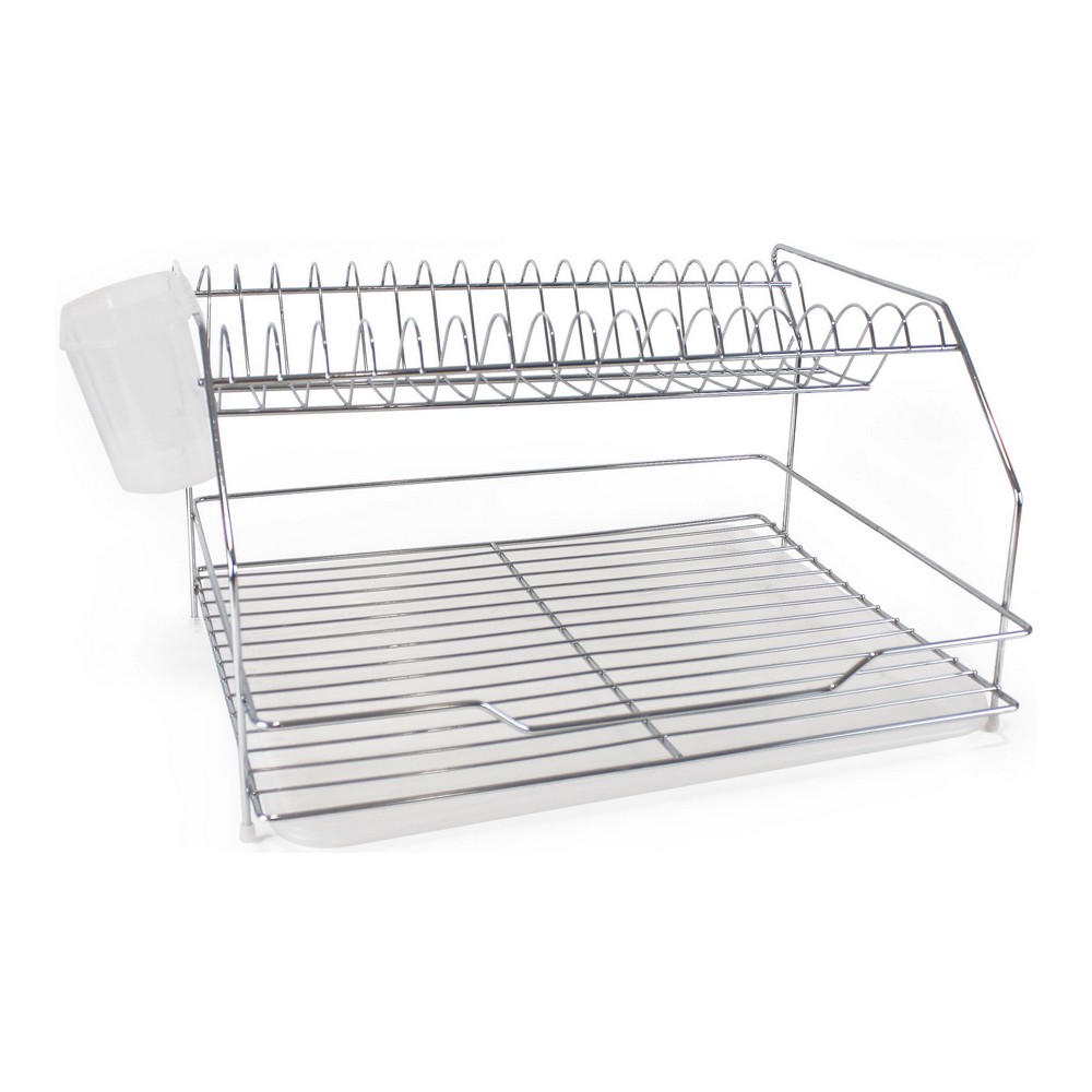 Diskställ Quttin Silvrig Metall Vit Plast (46,5 x 35,5 x 26 cm)