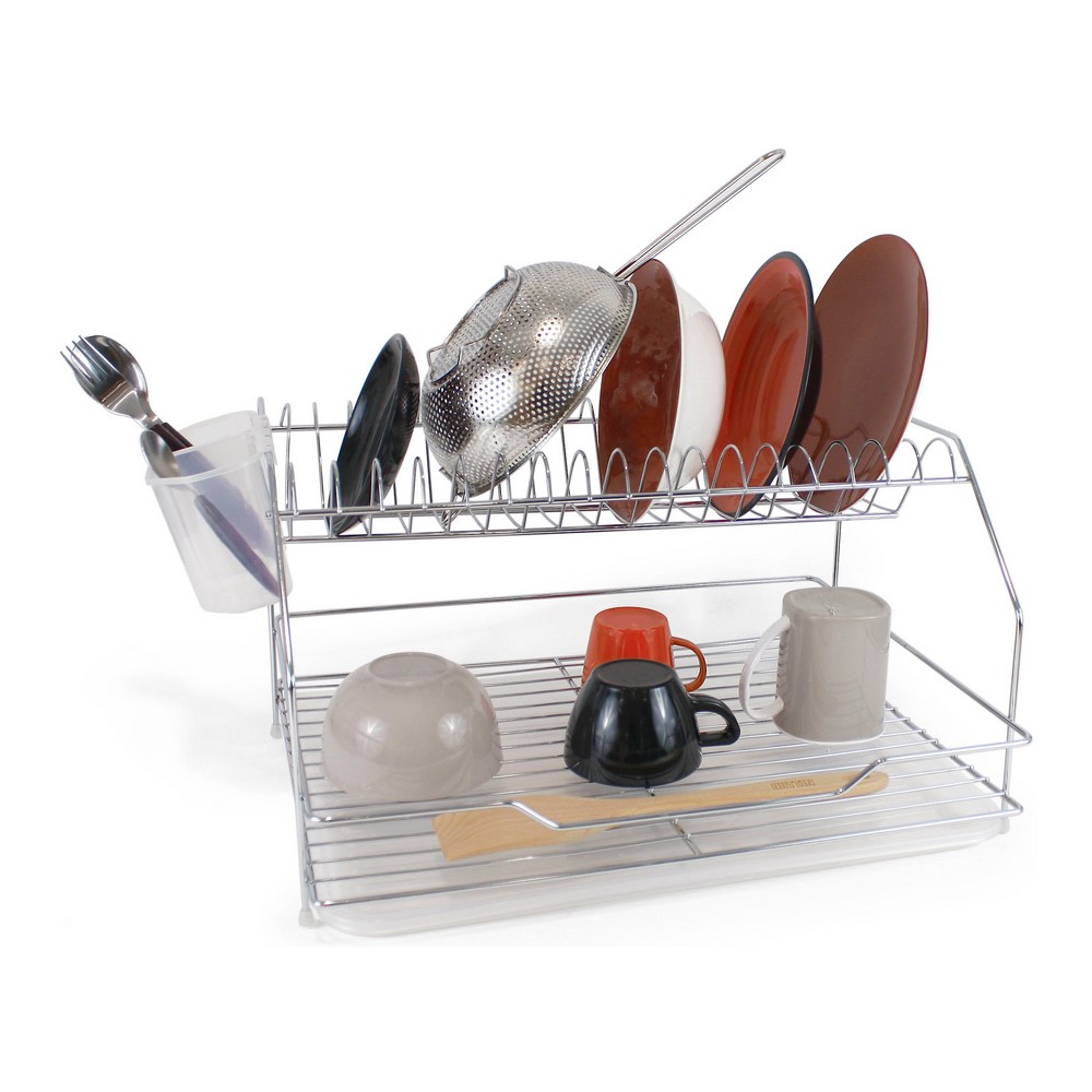 Diskställ Quttin Silvrig Metall Vit Plast (46,5 x 35,5 x 26 cm) - 2