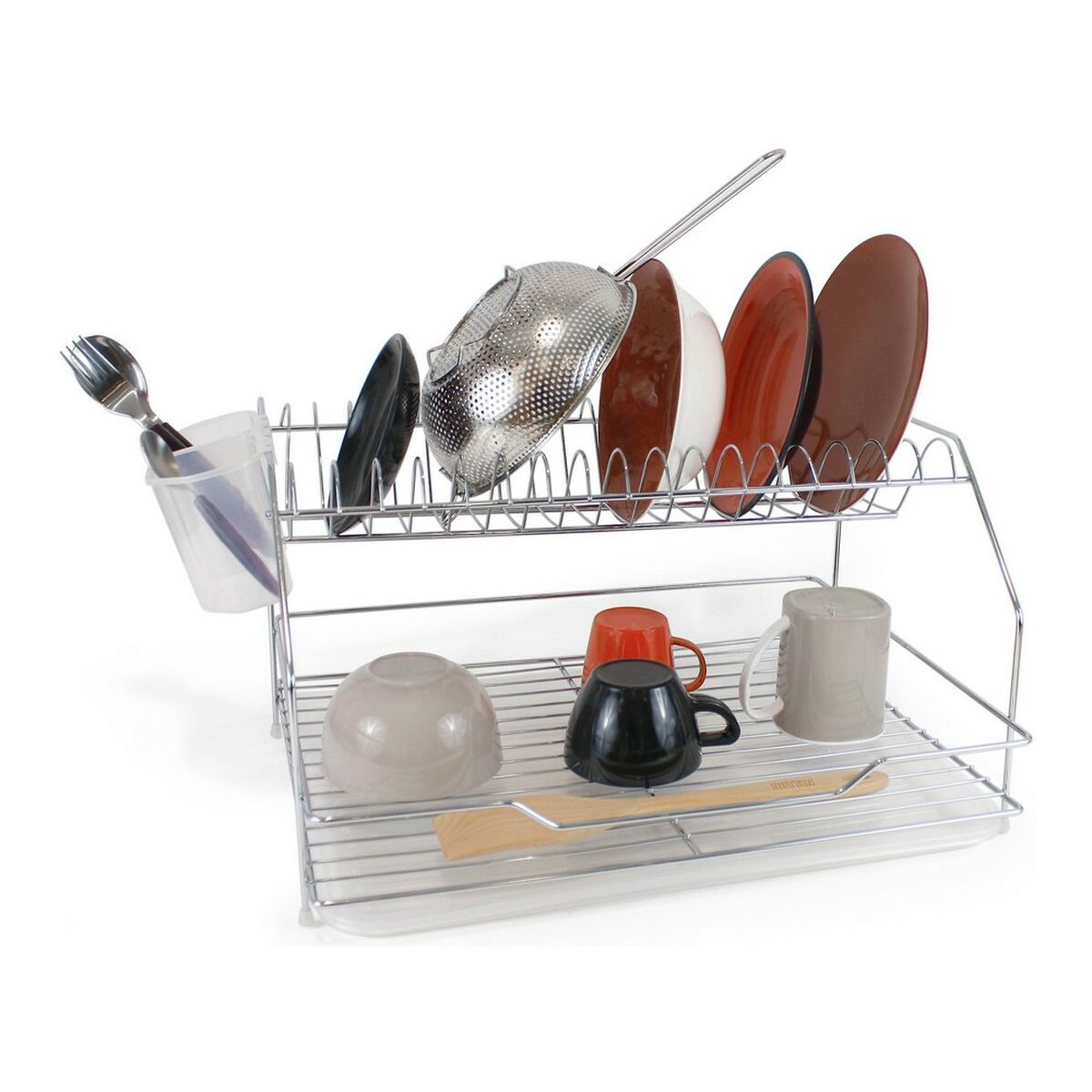 Diskställ Quttin Silvrig Metall Vit Plast (46,5 x 35,5 x 26 cm) - 4