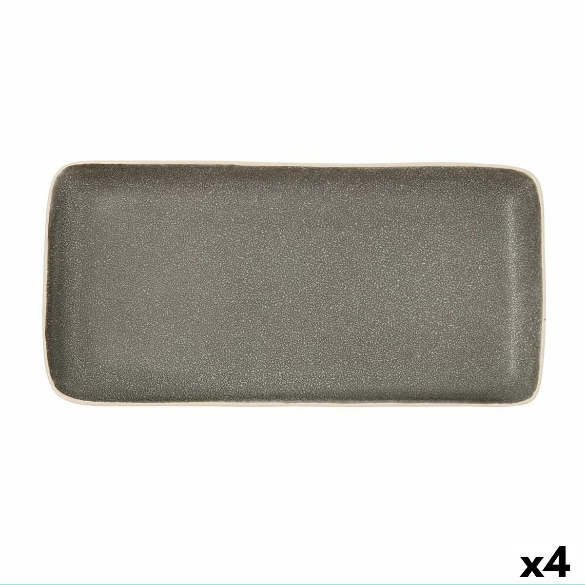 Snacksbricka Bidasoa Gio Rektangulär Grå 28 x 14 cm Keramik (4 antal)