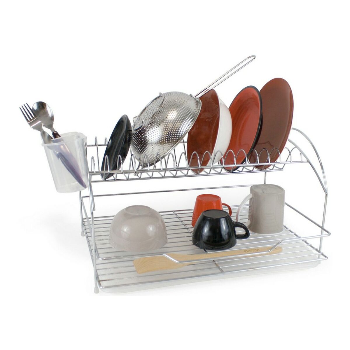 Diskställ Quttin Silvrig Metall Vit Plast (46,5 x 35,5 x 26 cm) - 4