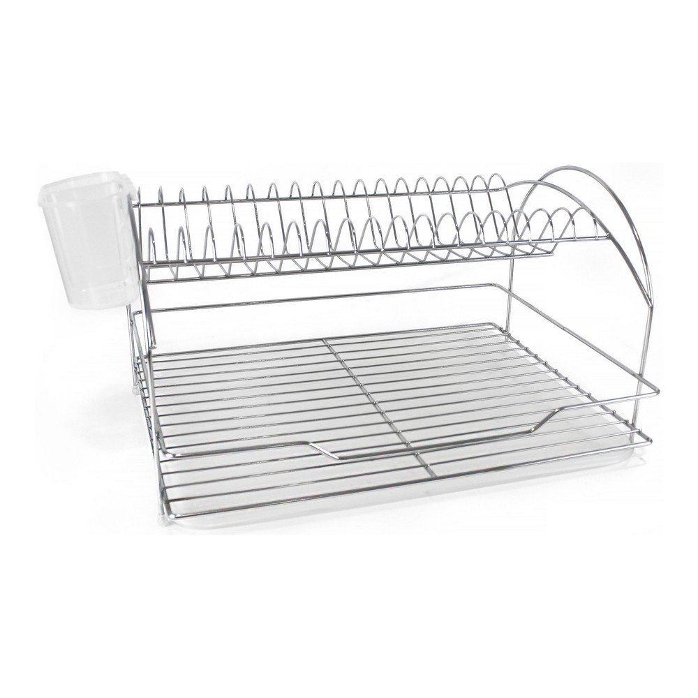 Diskställ Quttin Silvrig Metall Vit Plast (46,5 x 35,5 x 26 cm)