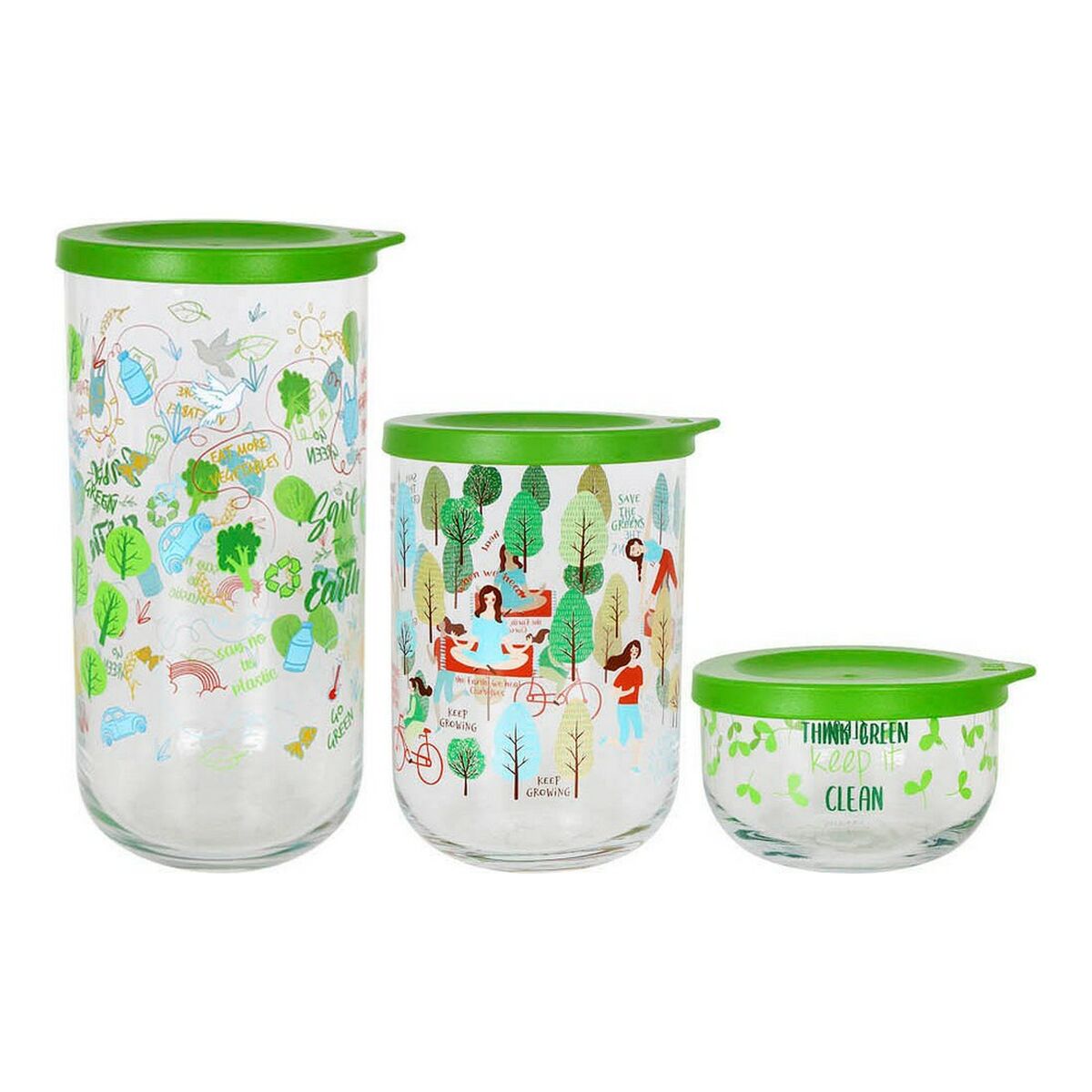 Uppsättning med 3 Burkar LAV Earth Glas