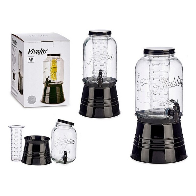 Genomskinlig glaskaraff Vivalto Kylare Kran Plast 3800 ml