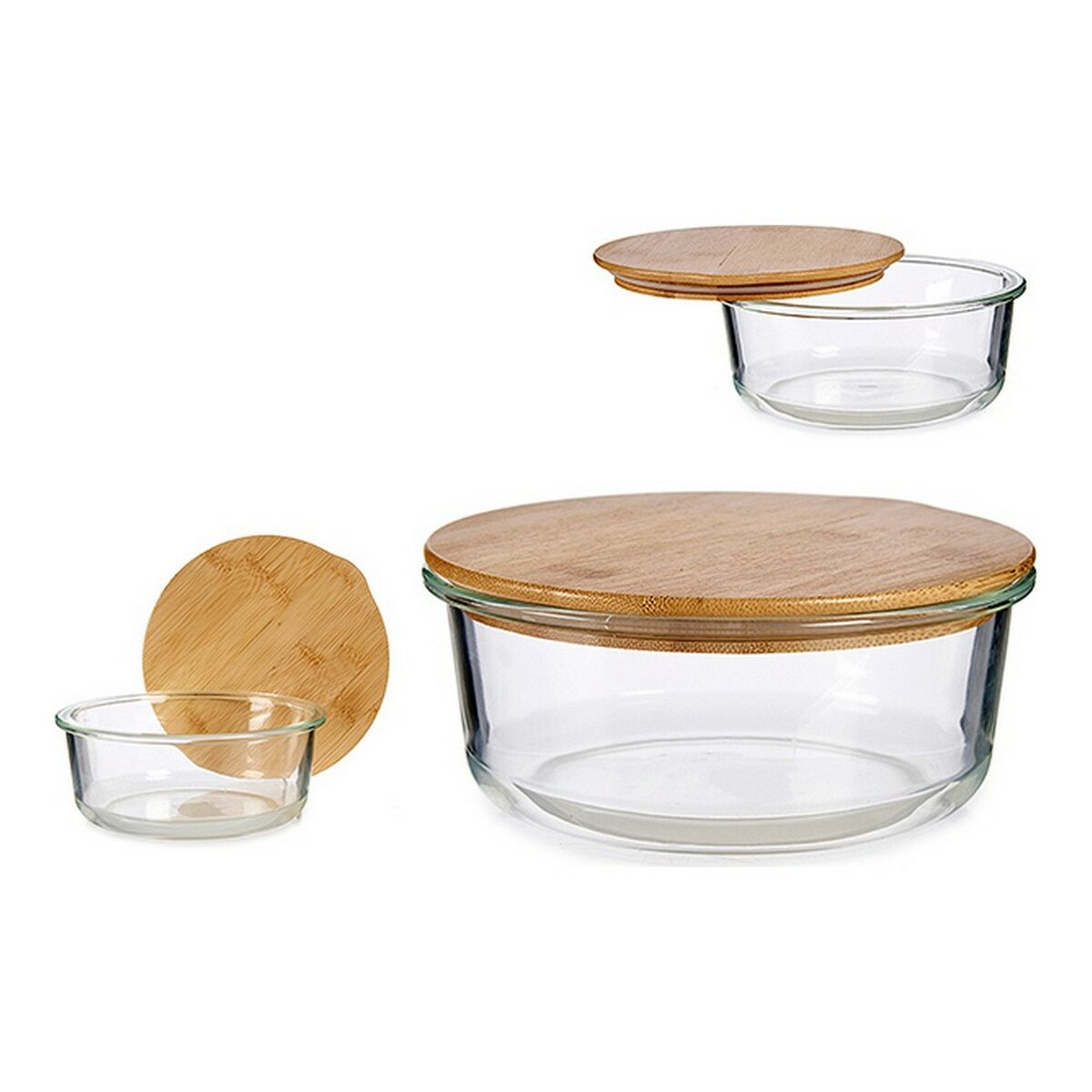 Lunchlåda Transparent Bambu Borosilikatglas 17 x 7 x 17 cm - 4