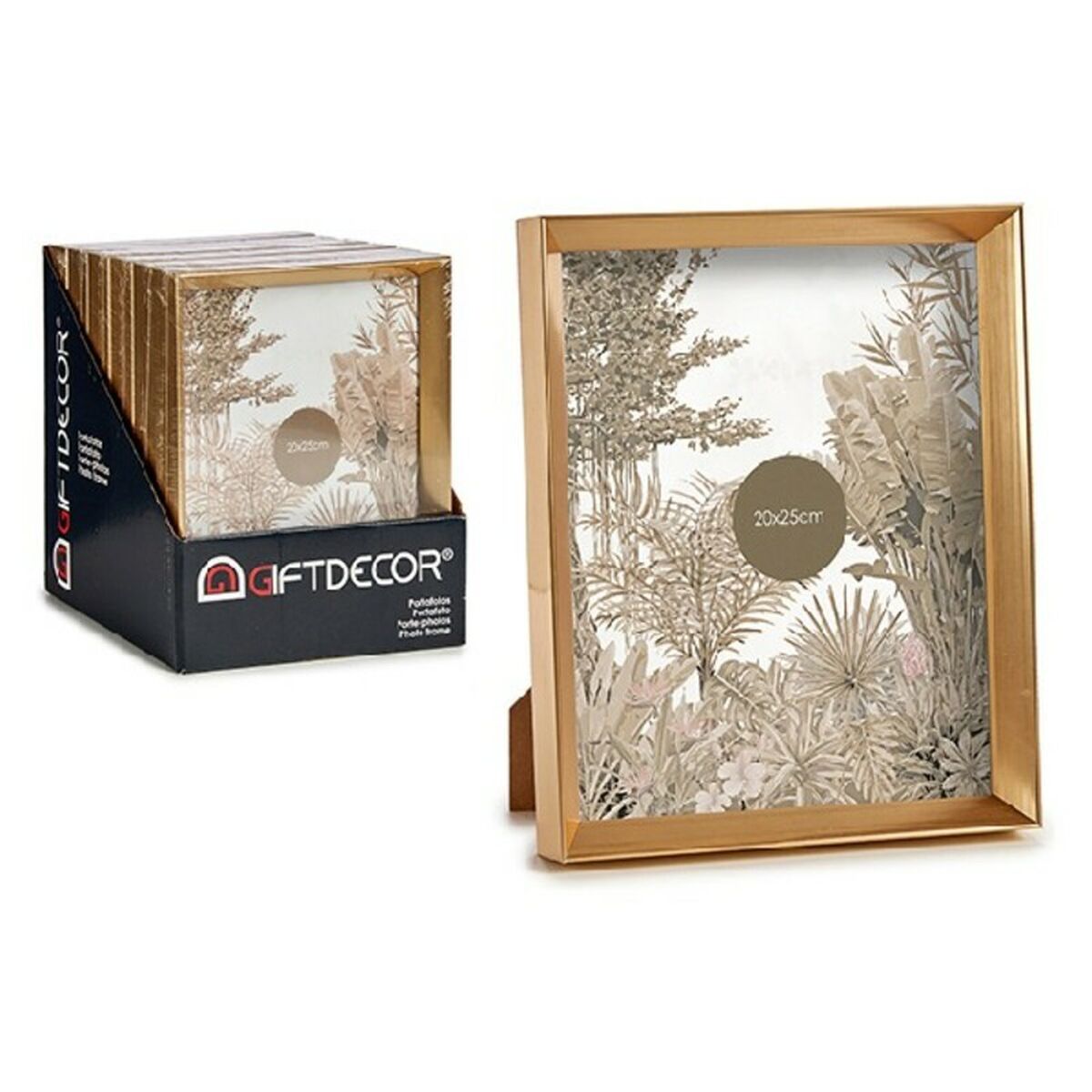 Fotoramar 22,3 x 3,5 x 27,3 cm Gyllene Plast Glas (20 x 25 cm) - 2