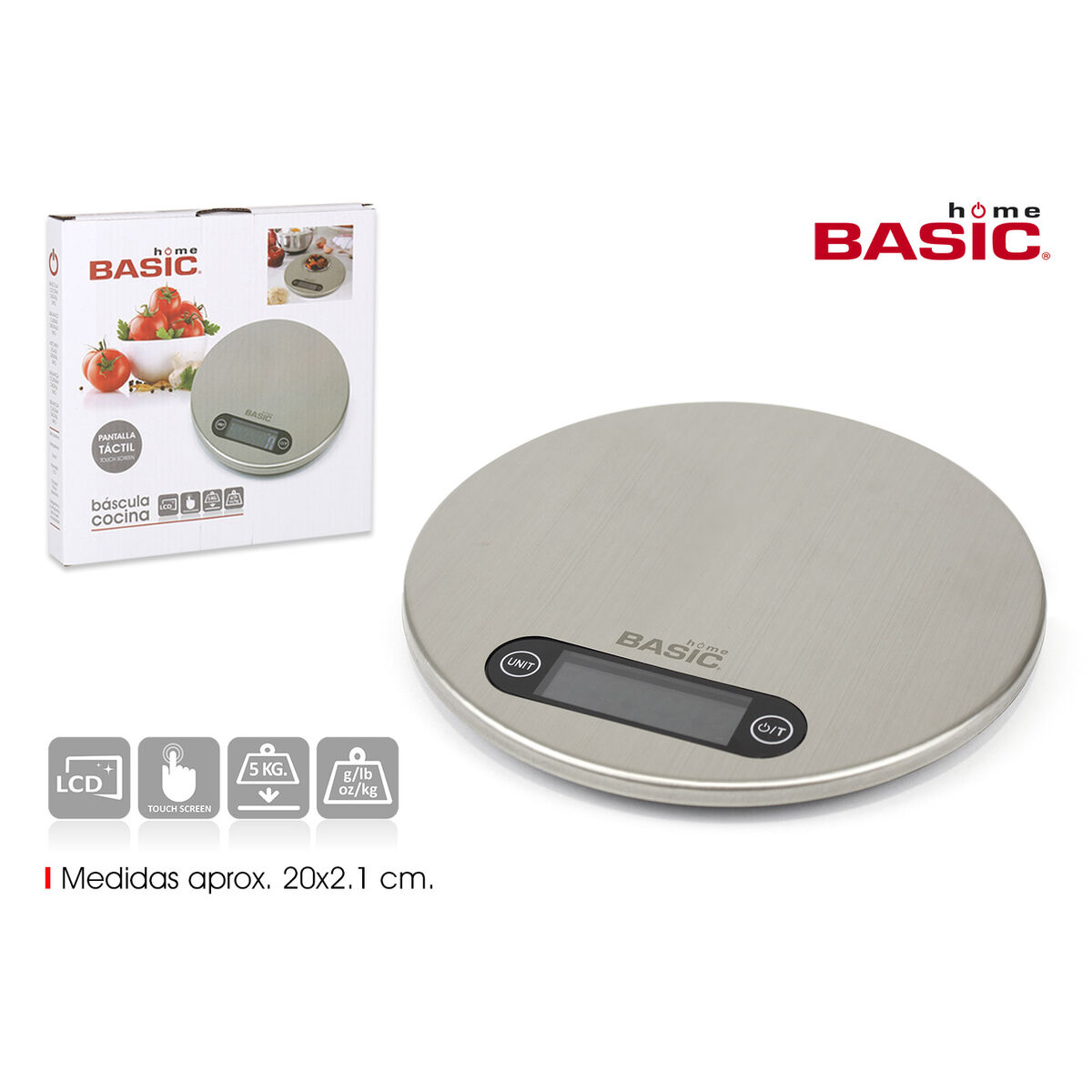 Köksvåg Basic Home Silvrig 5 kg (20 x 2,1 cm) - 3