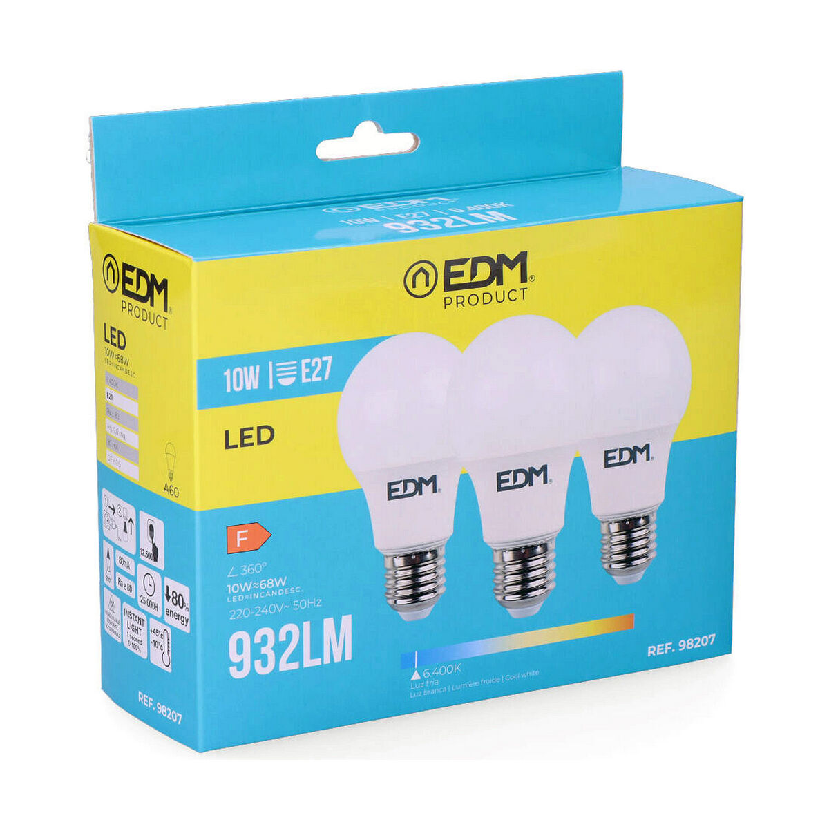LED-lampa EDM E27 10 W F 810 Lm (6400K) - 3