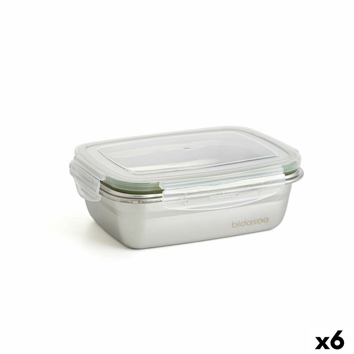 Hermetisk matlåda Bidasoa Theo 17 x 13 x 6 cm 550 ml Silvrig Metall (6 antal)