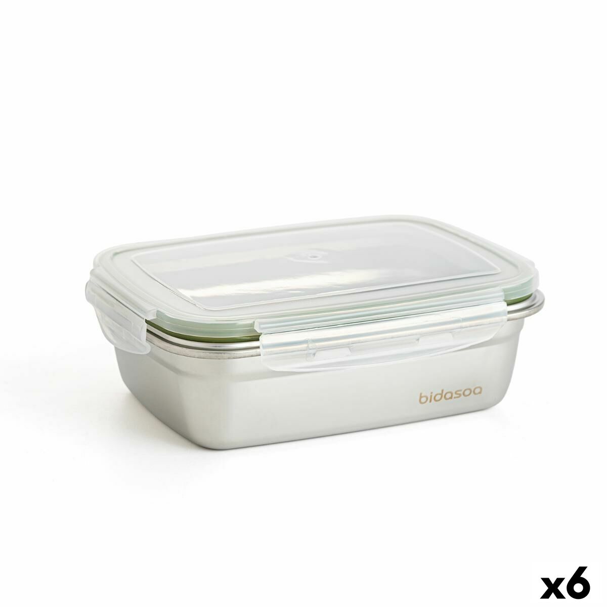 Hermetisk matlåda Bidasoa Theo 19,5 x 14,5 x 8 cm 850 ml Silvrig Metall (6 antal)