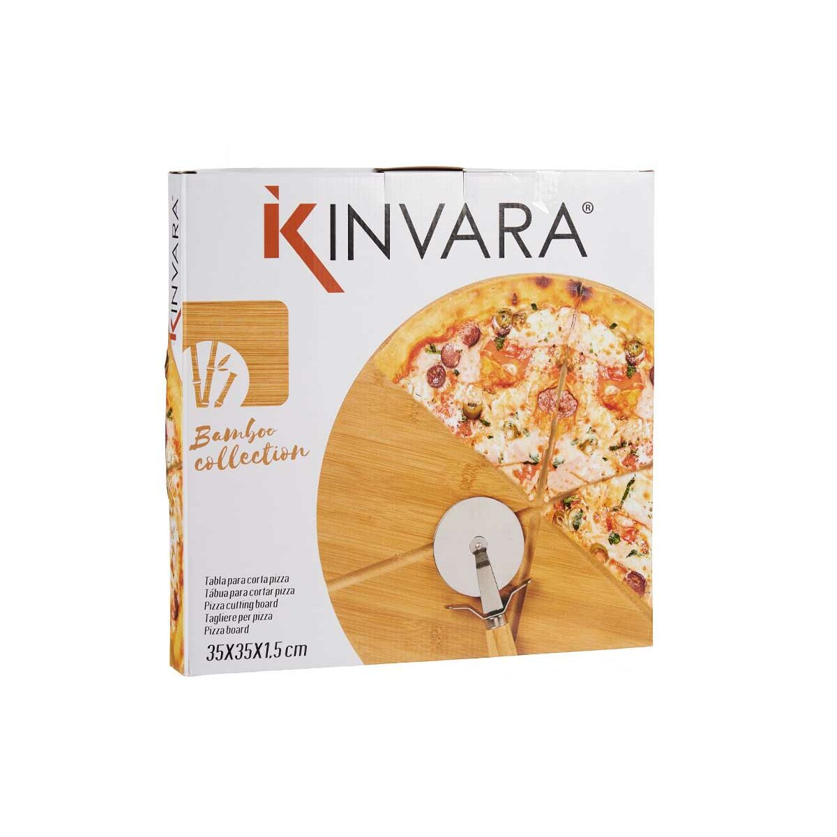 Skärbräda Pizza Brun Bambu (Ø 35 cm) - 6