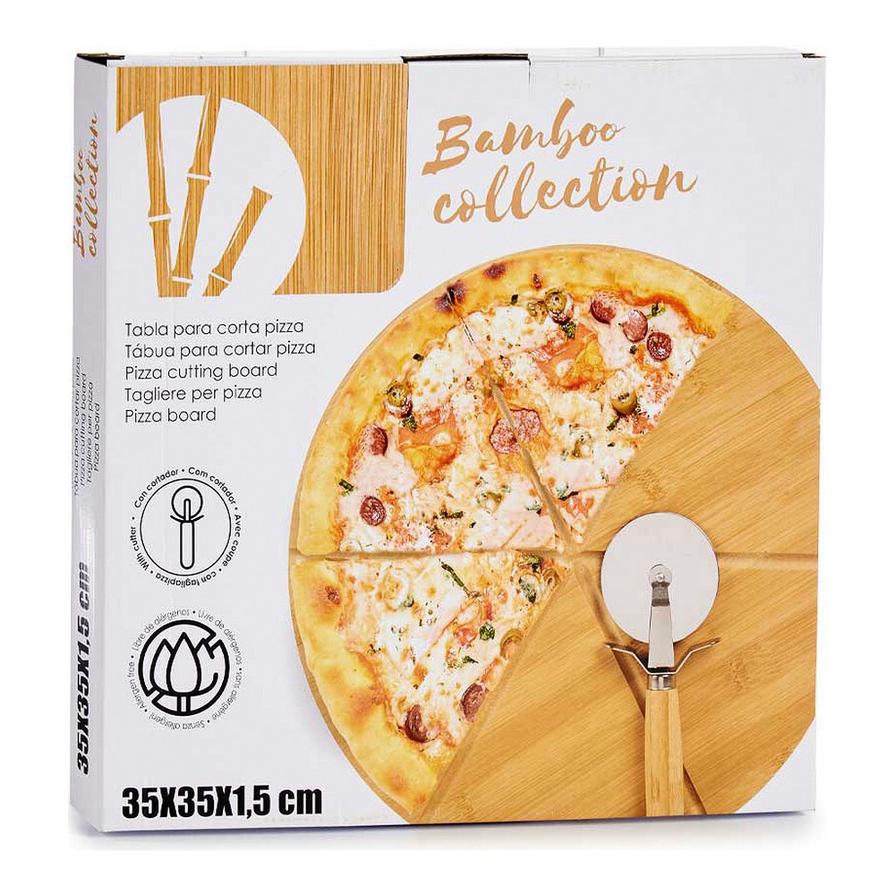 Skärbräda Pizza Brun Bambu (Ø 35 cm) - 3