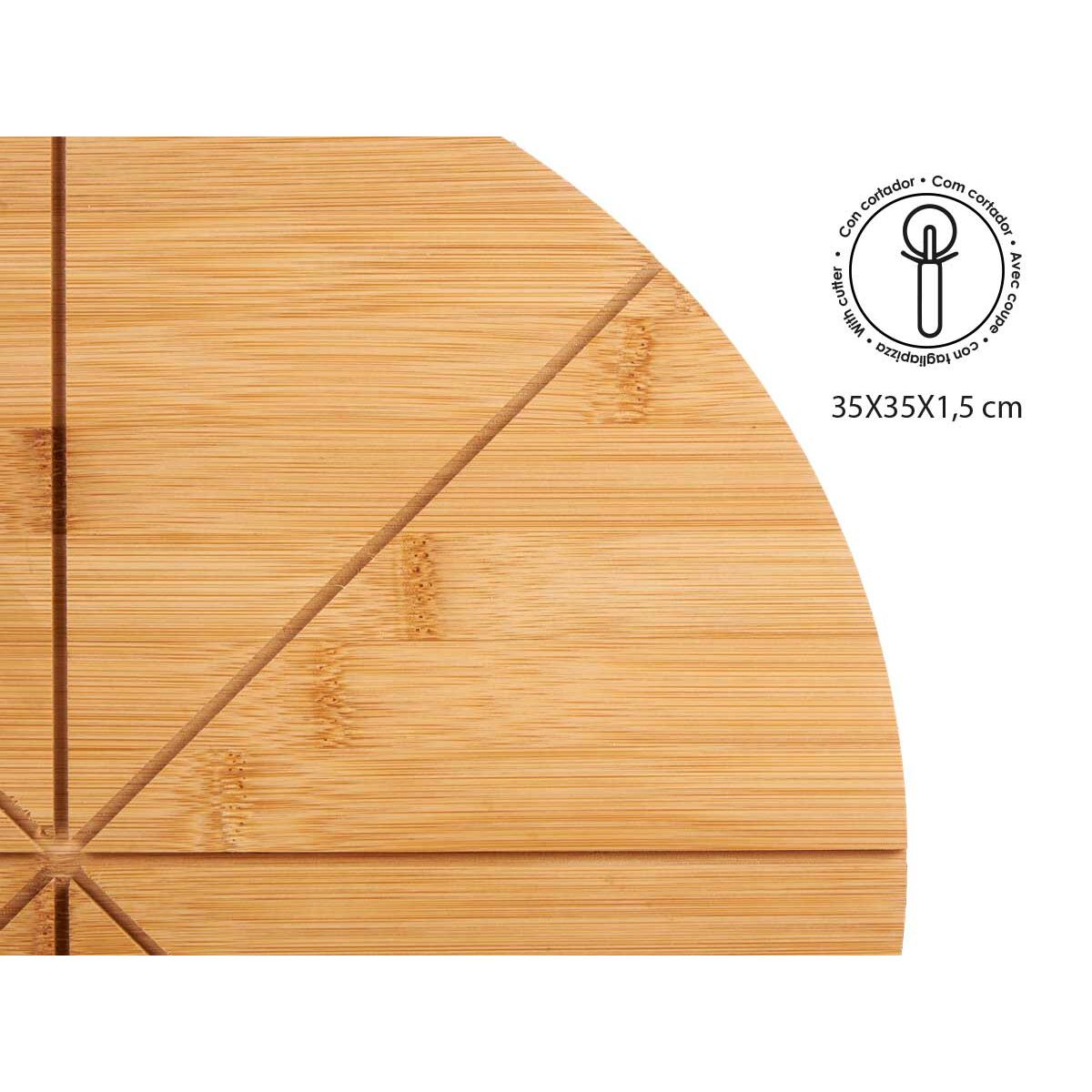 Skärbräda Pizza Brun Bambu (Ø 35 cm) - 7