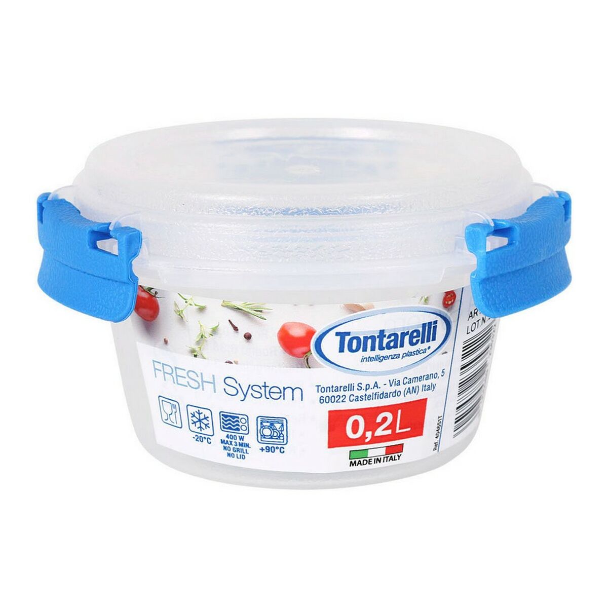 Lunchlåda Tontarelli Fresh system Rund Transparent Plast 0,2 L (Ø 10 x 5,6 cm)