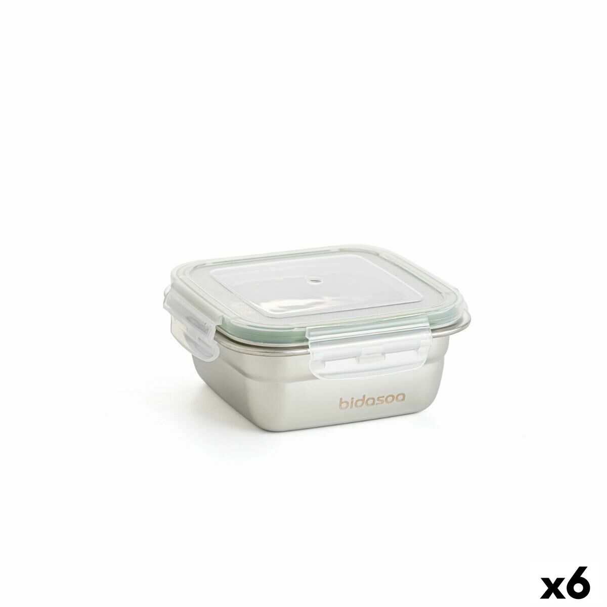 Hermetisk matlåda Bidasoa Theo 12,5 x 12,5 x 6 cm Silvrig 400 ml Metall (6 antal)
