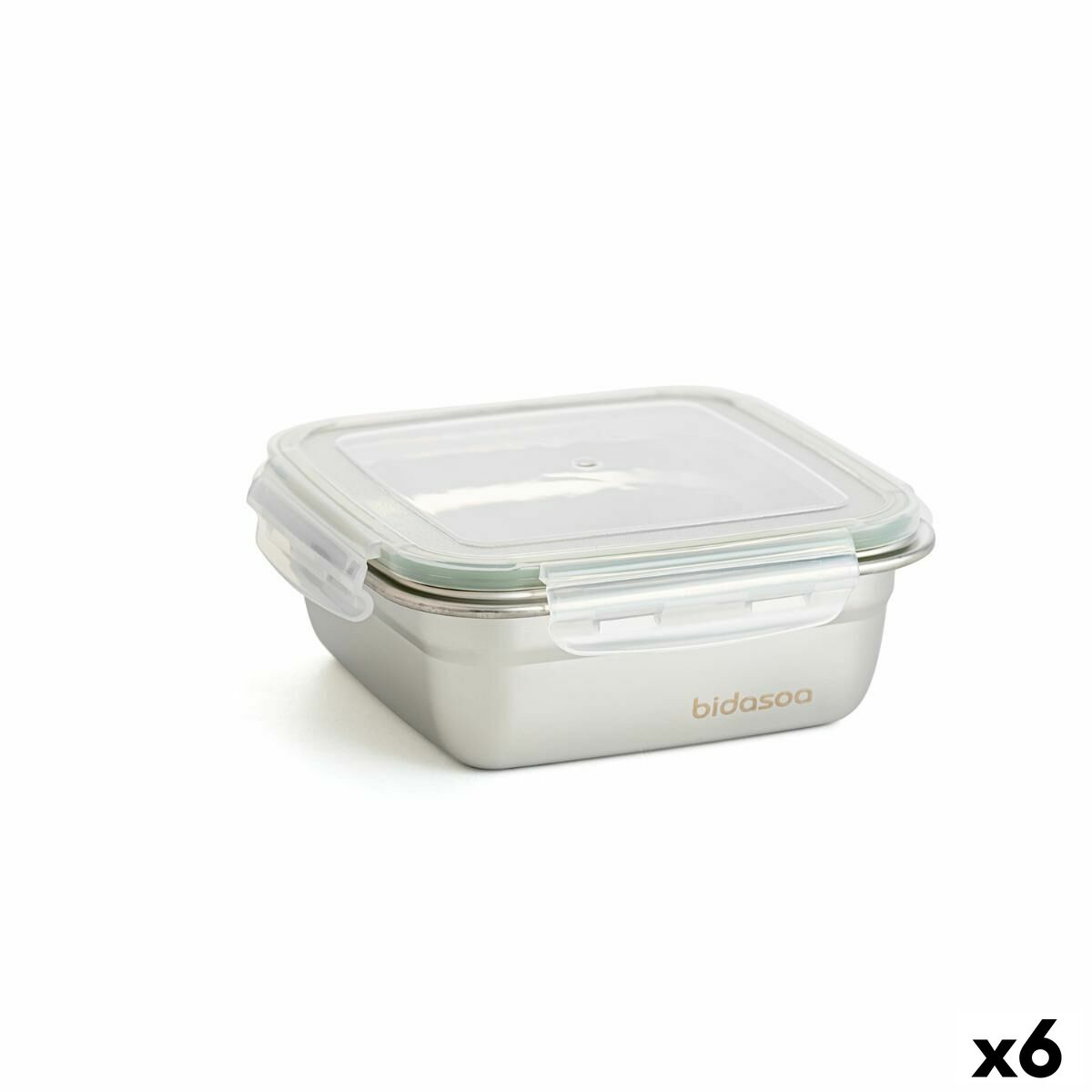 Hermetisk matlåda Bidasoa Theo 15,3 x 15,3 x 6,3 cm Silvrig 750 ml Metall (6 antal)