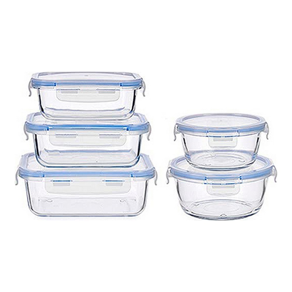 Lunchlådor, set Transparent Plast Glas (5 Delar)