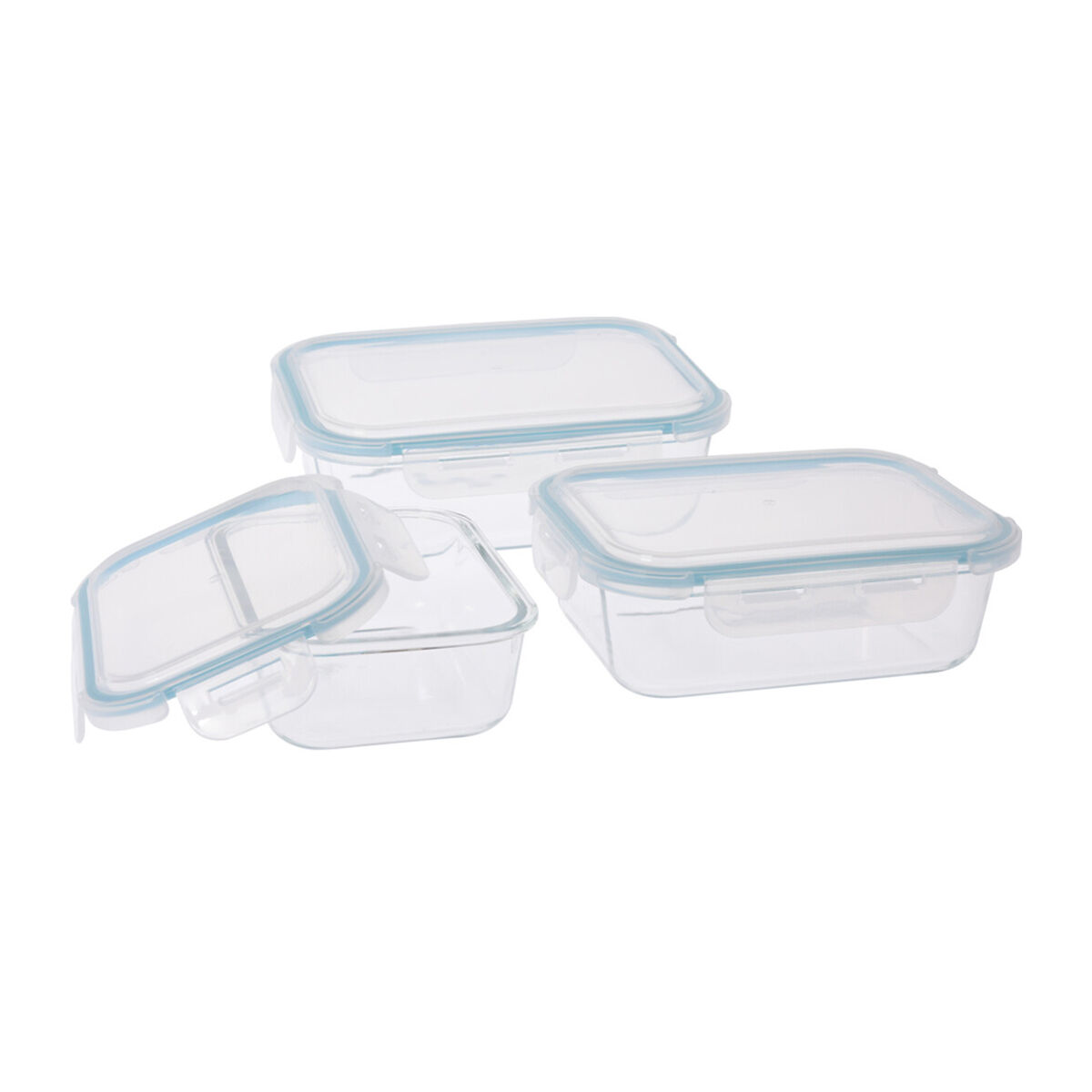 Lunchlådor, set Glas polypropen 3 Delar