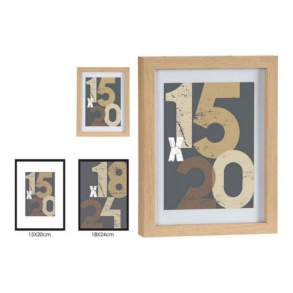 Fotoram för upphängning Ljusbrun Naturell Trä MDF (20,5 x 2,5 x 26,5 cm) (1 uds) - 4