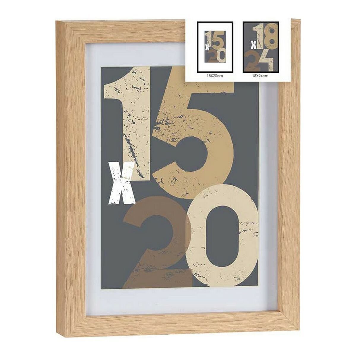 Fotoram för upphängning Ljusbrun Naturell Trä MDF (20,5 x 2,5 x 26,5 cm) (1 uds) - 3