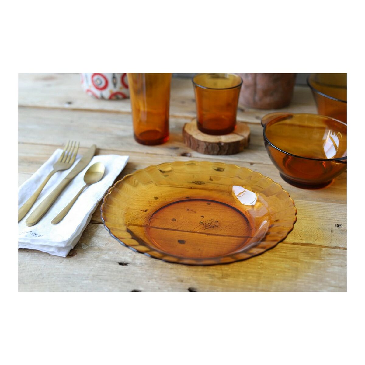 Platt skål Duralex Picardie Glas Ambra Ø 26 cm - 3