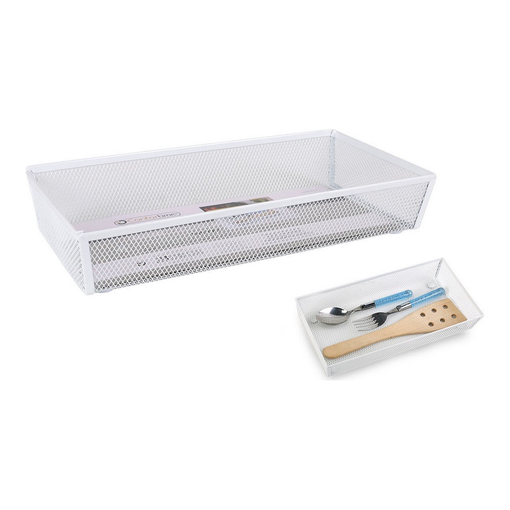 Besticks-sortering Confortime Metall Vit (30 x 15,24 x 5,2 cm)
