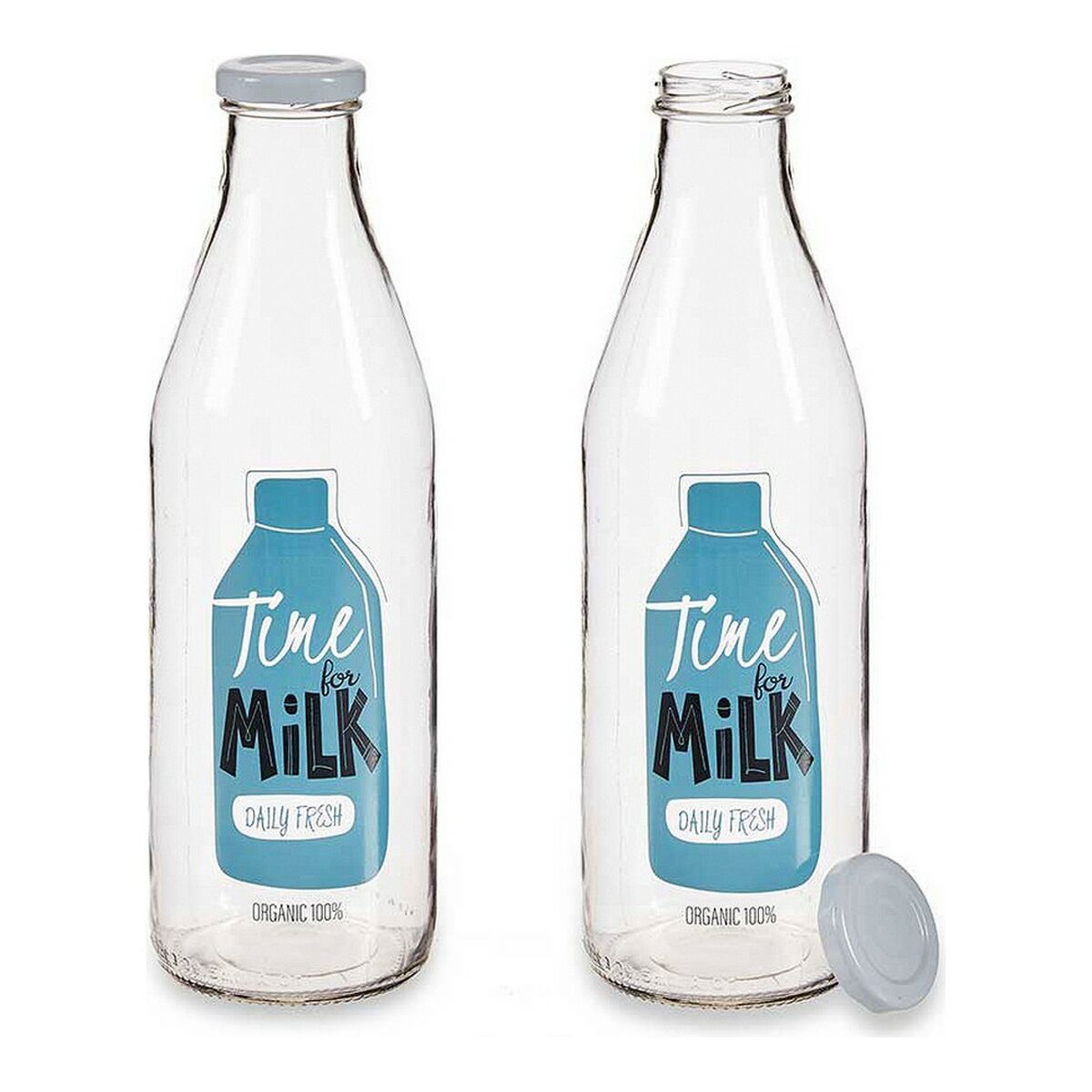 Flaska Time for Milk Transparent Metall Glas (1000 ml) - 2