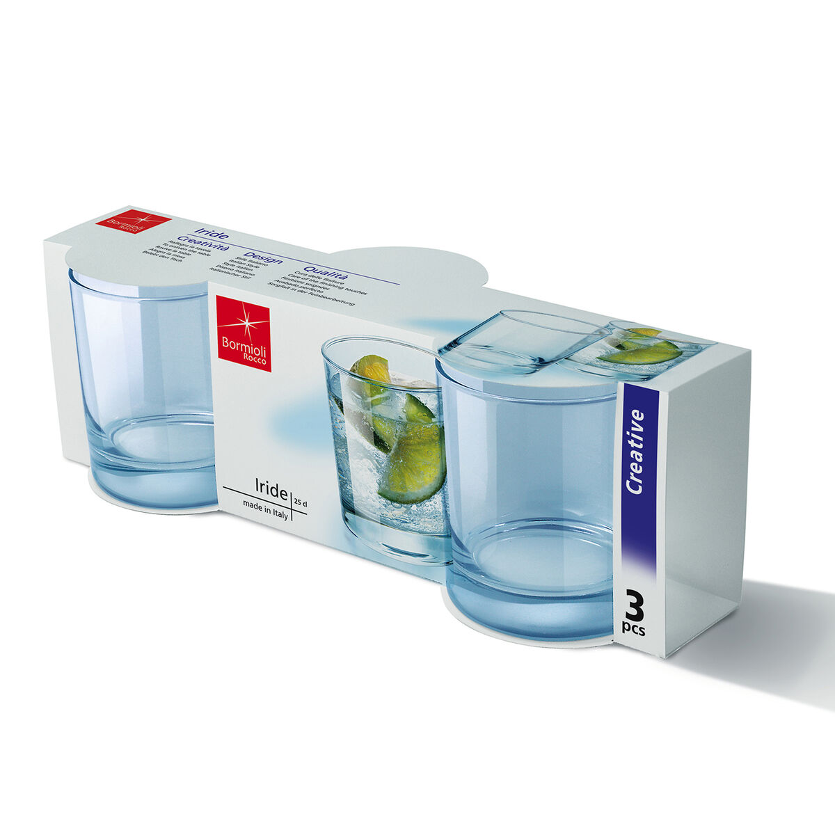 Glasset Bormioli Rocco Iride Blå 3 antal Glas 255 ml - 2