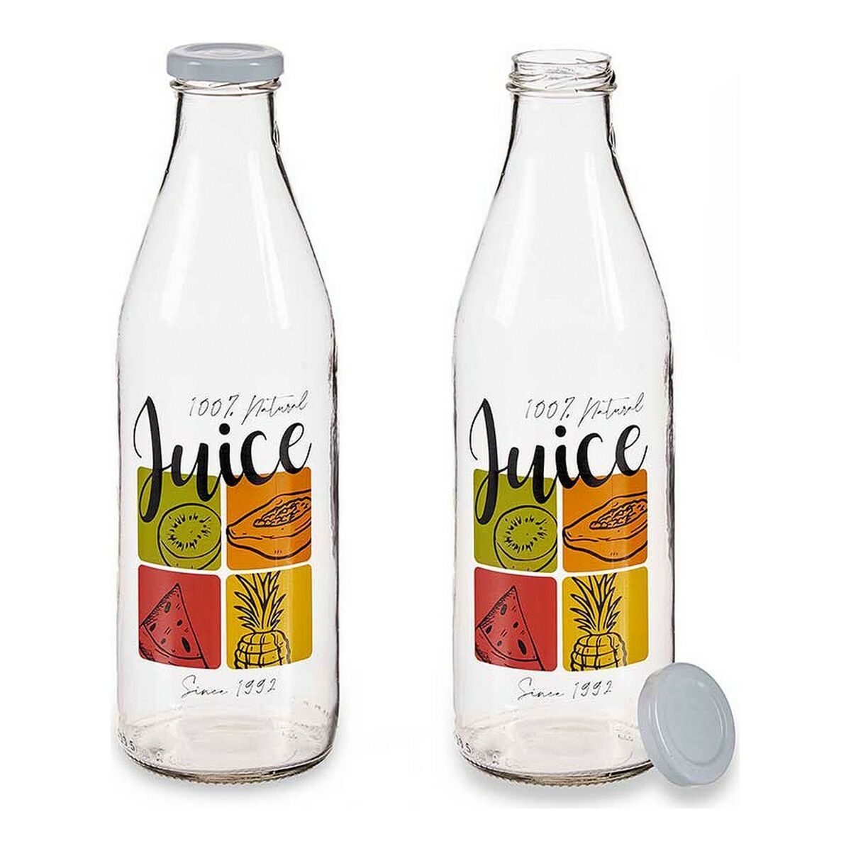 Flaska Juice Transparent Metall Glas (1000 ml) - 2