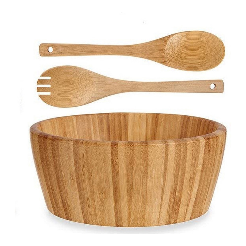 Set Vintage Coconut Salladsskål Brun Bambu 20 x 8 x 20 cm (3 pcs)