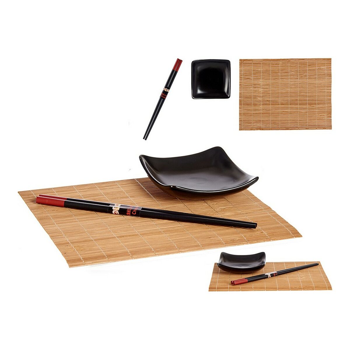 Sushiset Svart Brun Keramik Bambu (6 pcs) - 4